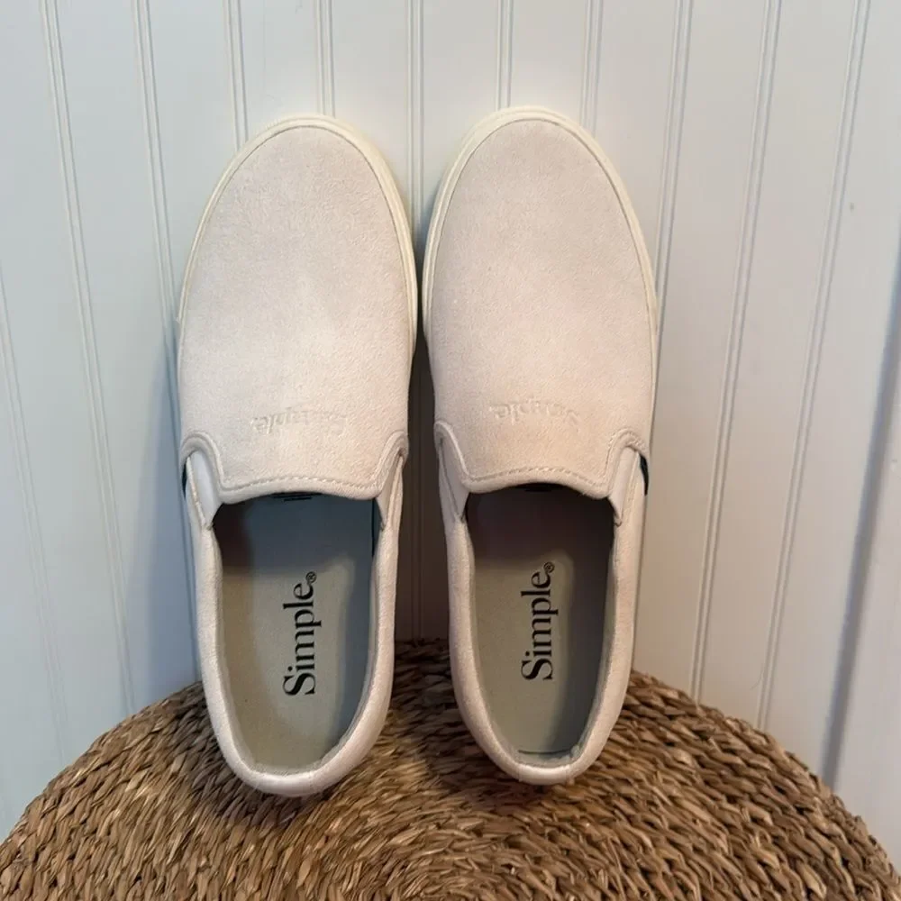 Simple Men's Cream Slip-On Shoes - 8 - NWOB